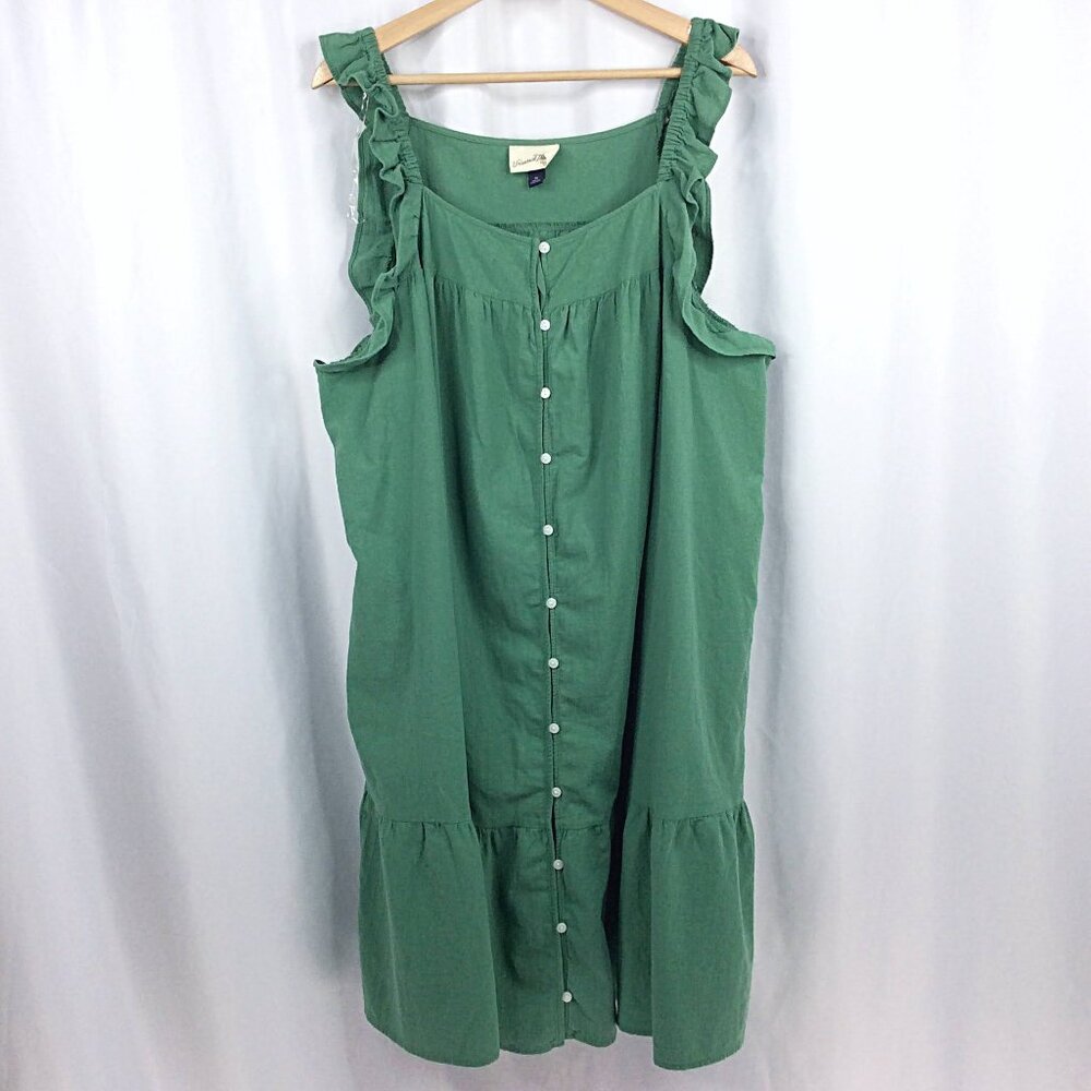 Universal Thread Green Flutter Sleeve Button Down Tiered Dress Women's Size 2X - Picture 4 of 8